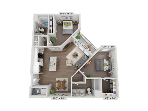 Floor plan image of B3, 2-bedroom apartment